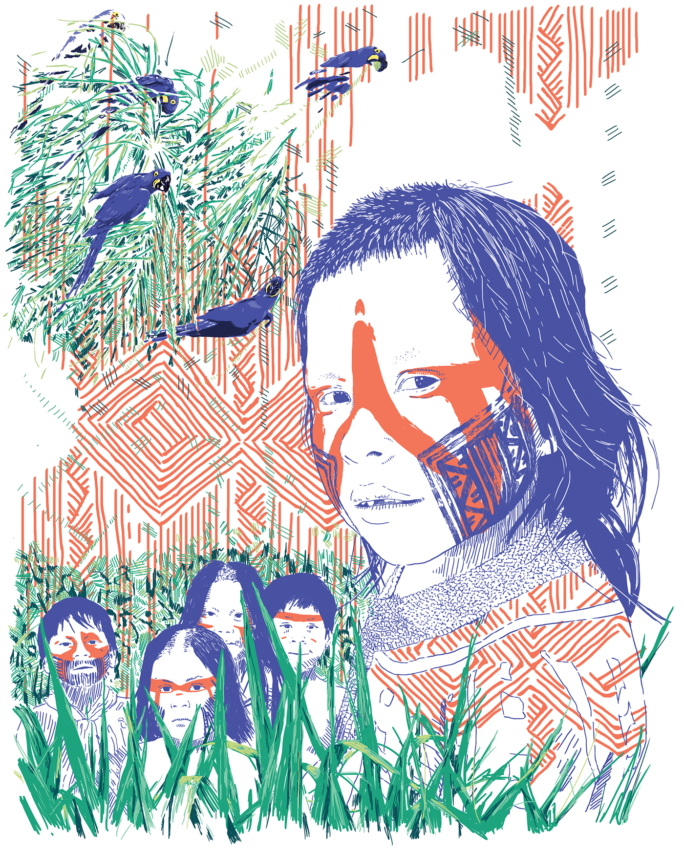 kayapo Anuario de Ilustradores Changos   Maro Margulis Amazonas tribes children