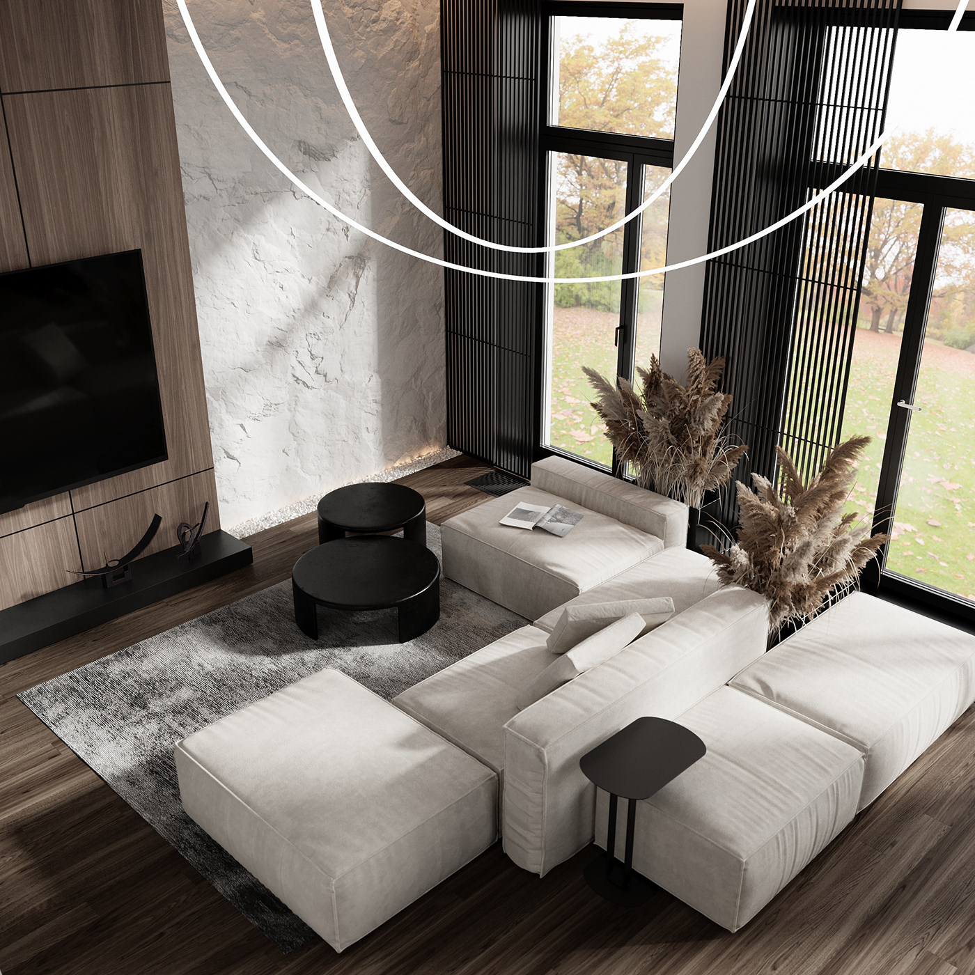 3D 3ds max archviz CGI corona interior design  living room modern Render visualization