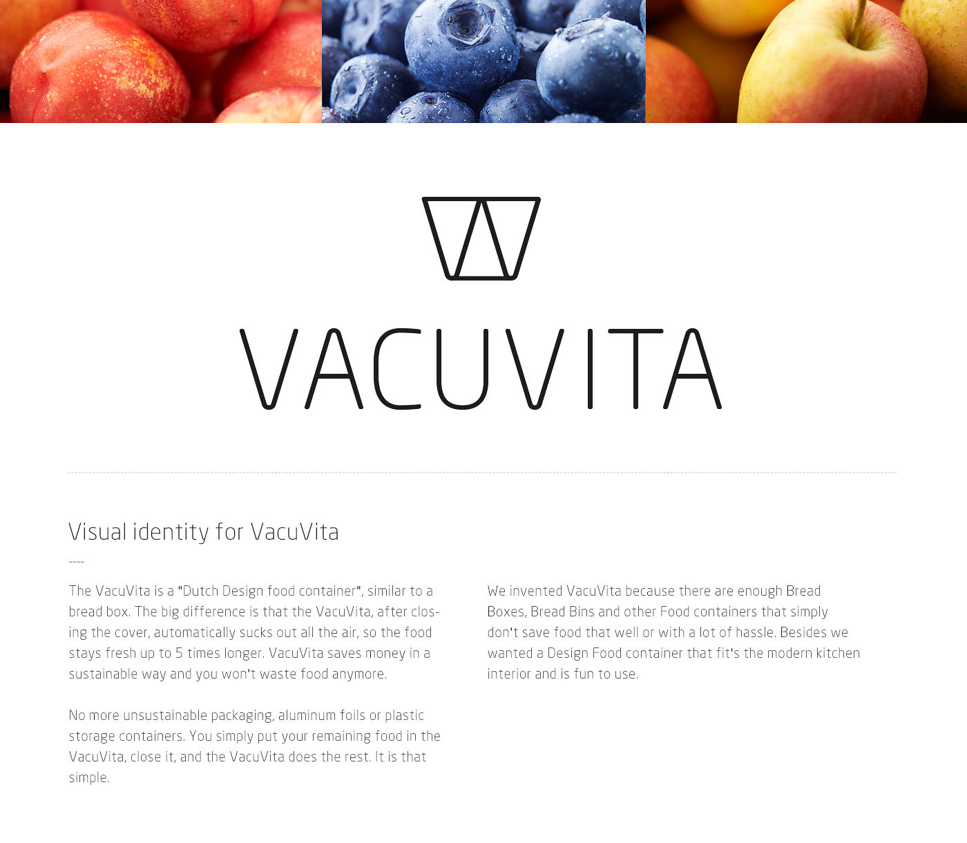 Vacu  VacuVita Kevin May May logo Logotype identity logodesign design vacuum dutch Food  container fresh bread box