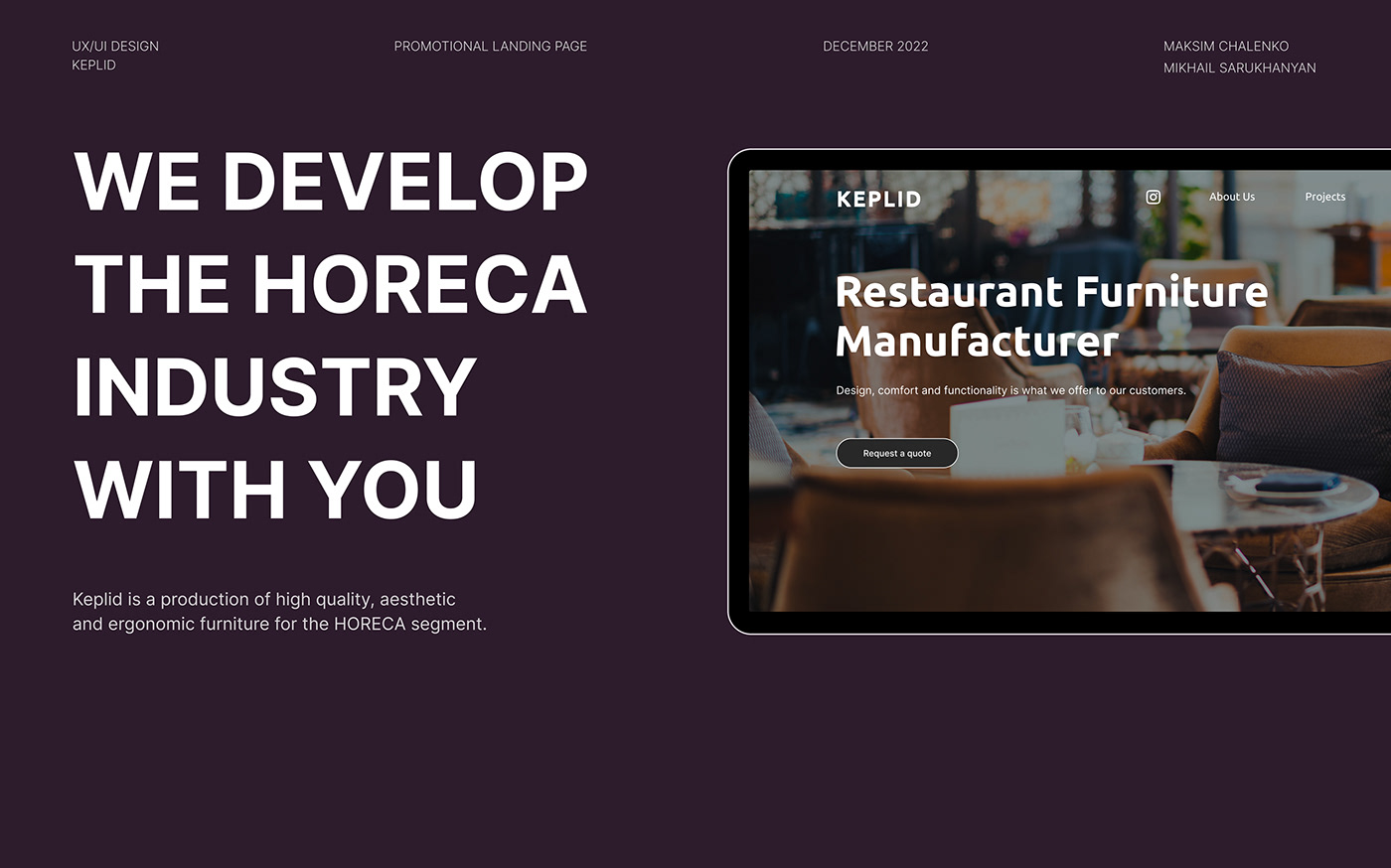 furniture furniture design  HORECA landing page restaurant UI/UX Web Design  Website мебель ресторан