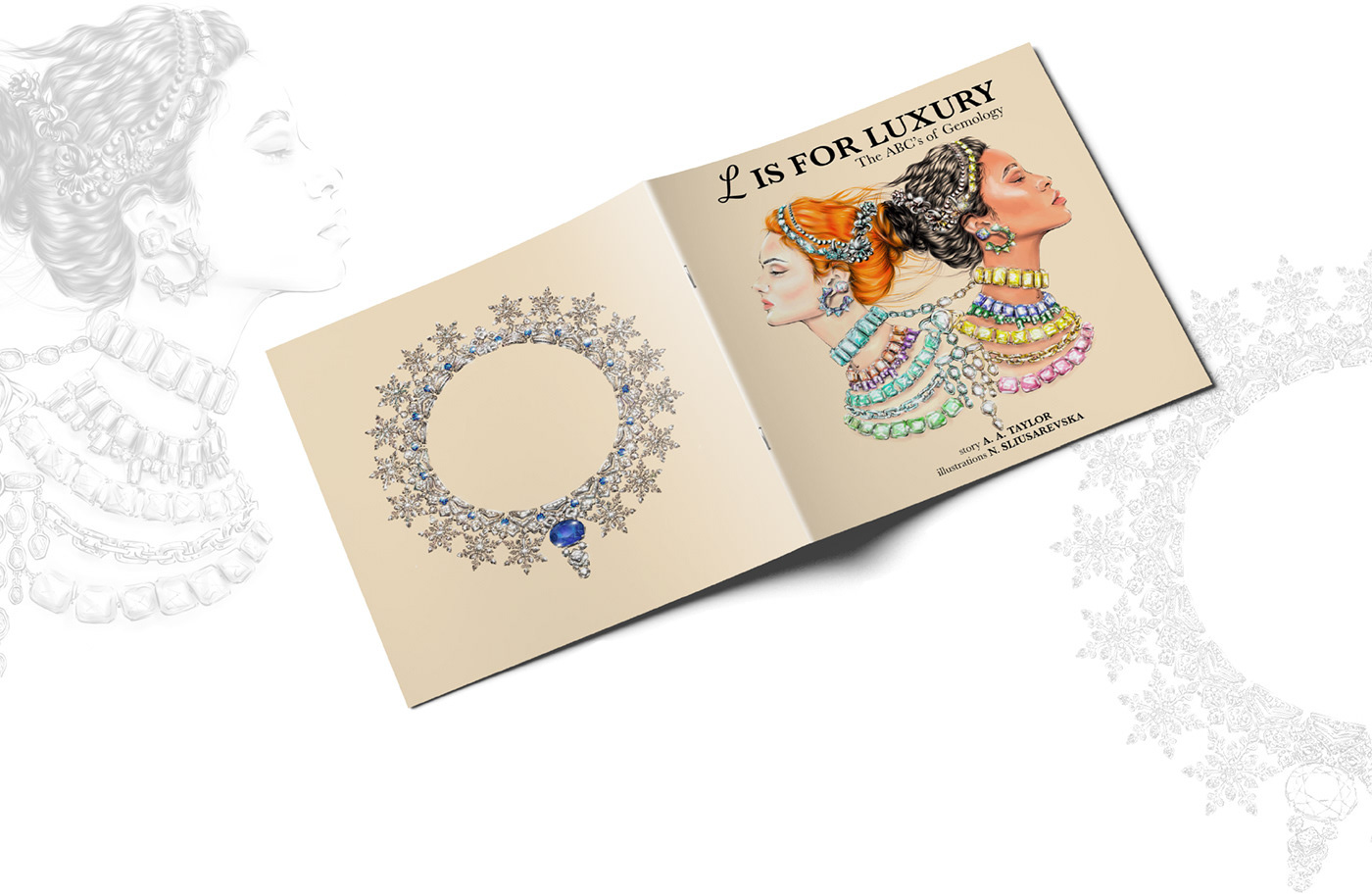book design book cover book illustration luxury jewelry Jewelry Illustration Jewellery jewellery illustration children illustration ABC Book