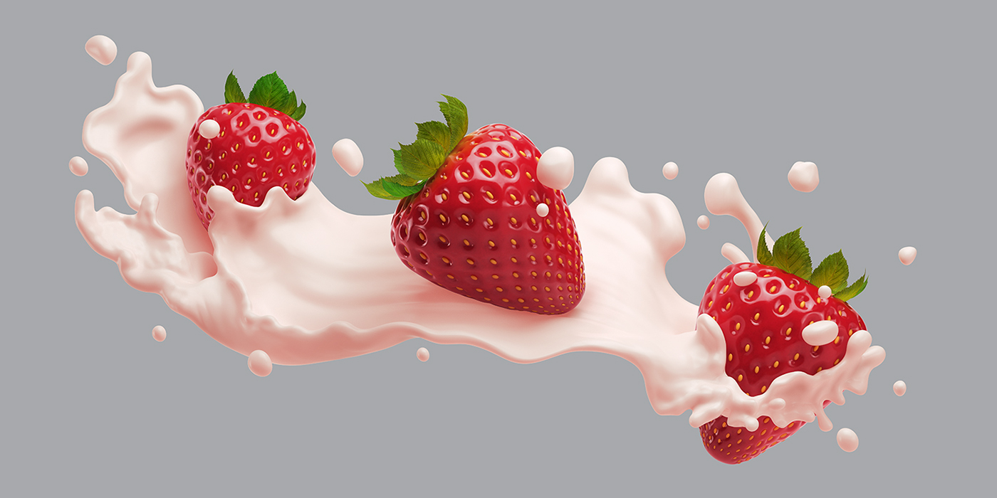 CGI Fruit Liquid splash Food  yogurt