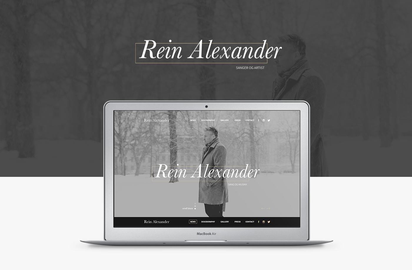 norwegian musician Webdesign Website gray