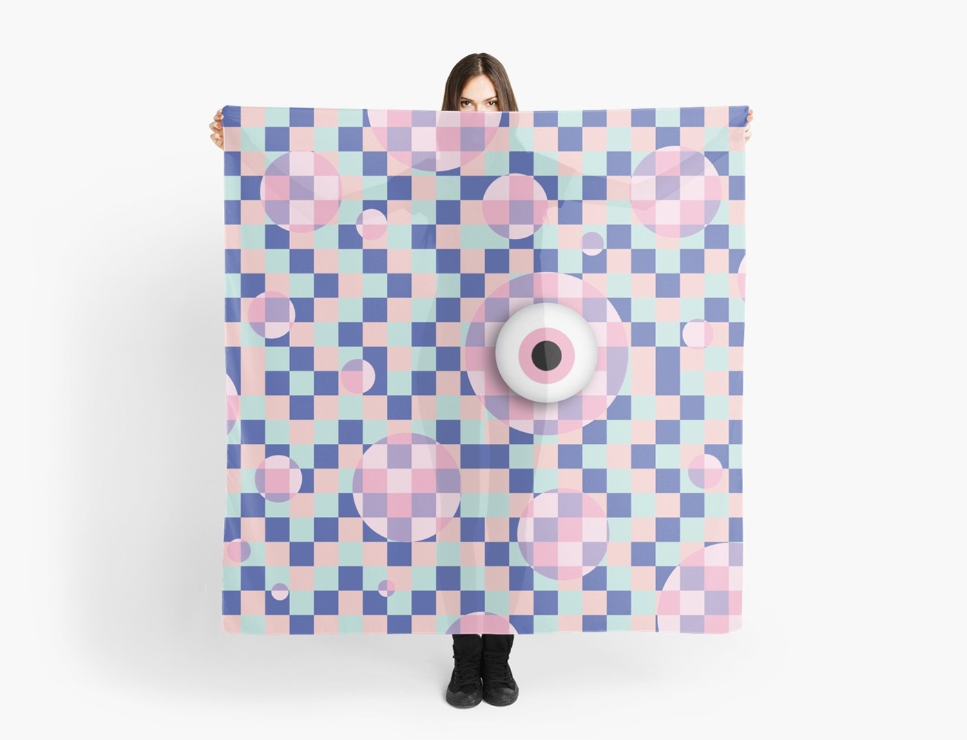 graphic art surreal eyeball pattern mosaic squares prints tiles