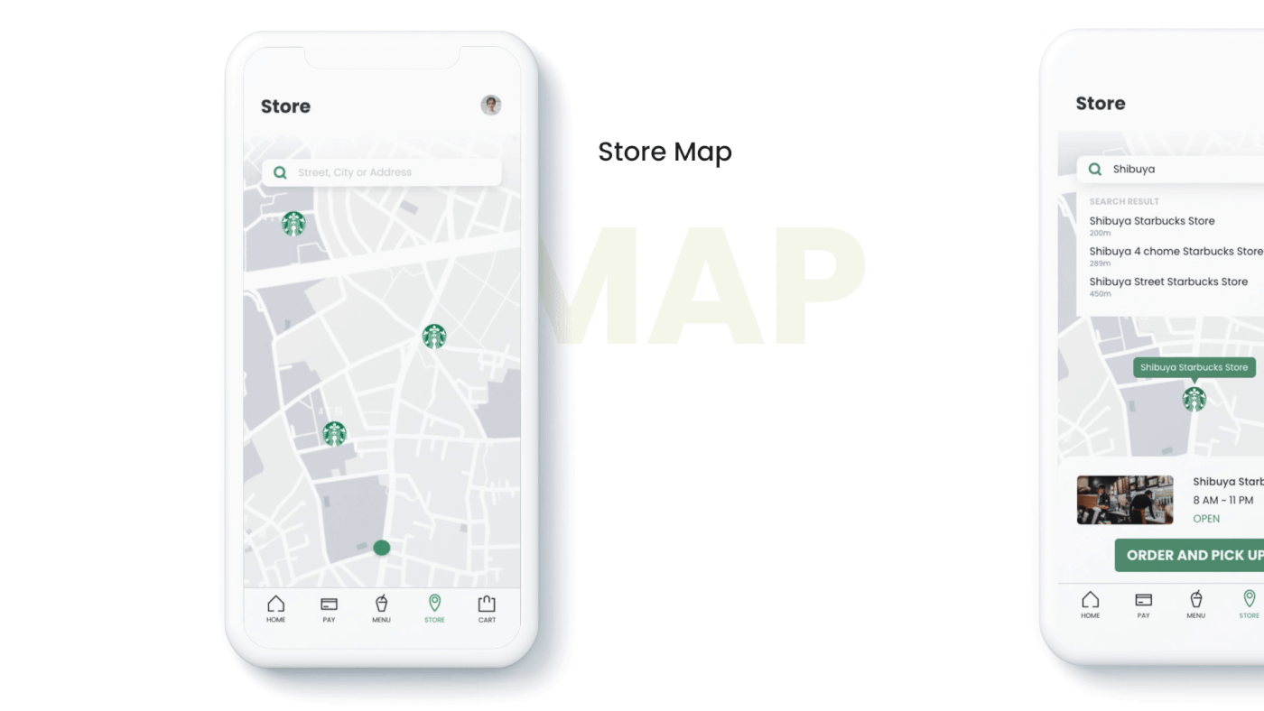 starbucks uiux app ILLUSTRATION  Icon animation  MICROINTERACT Coffee map payment