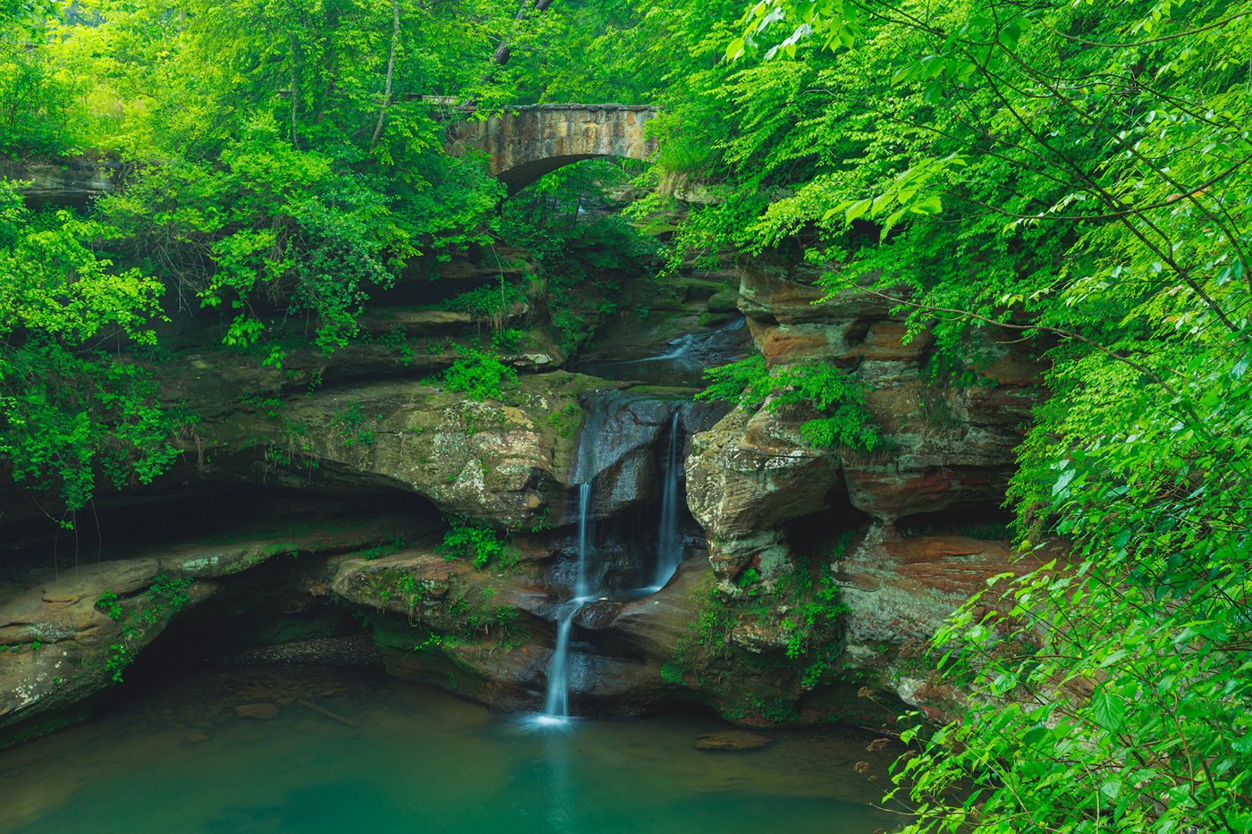caverns forest hocking hills state park lush green may 2021 ohio wilderness Rock Face sand stone trails Waterfalls