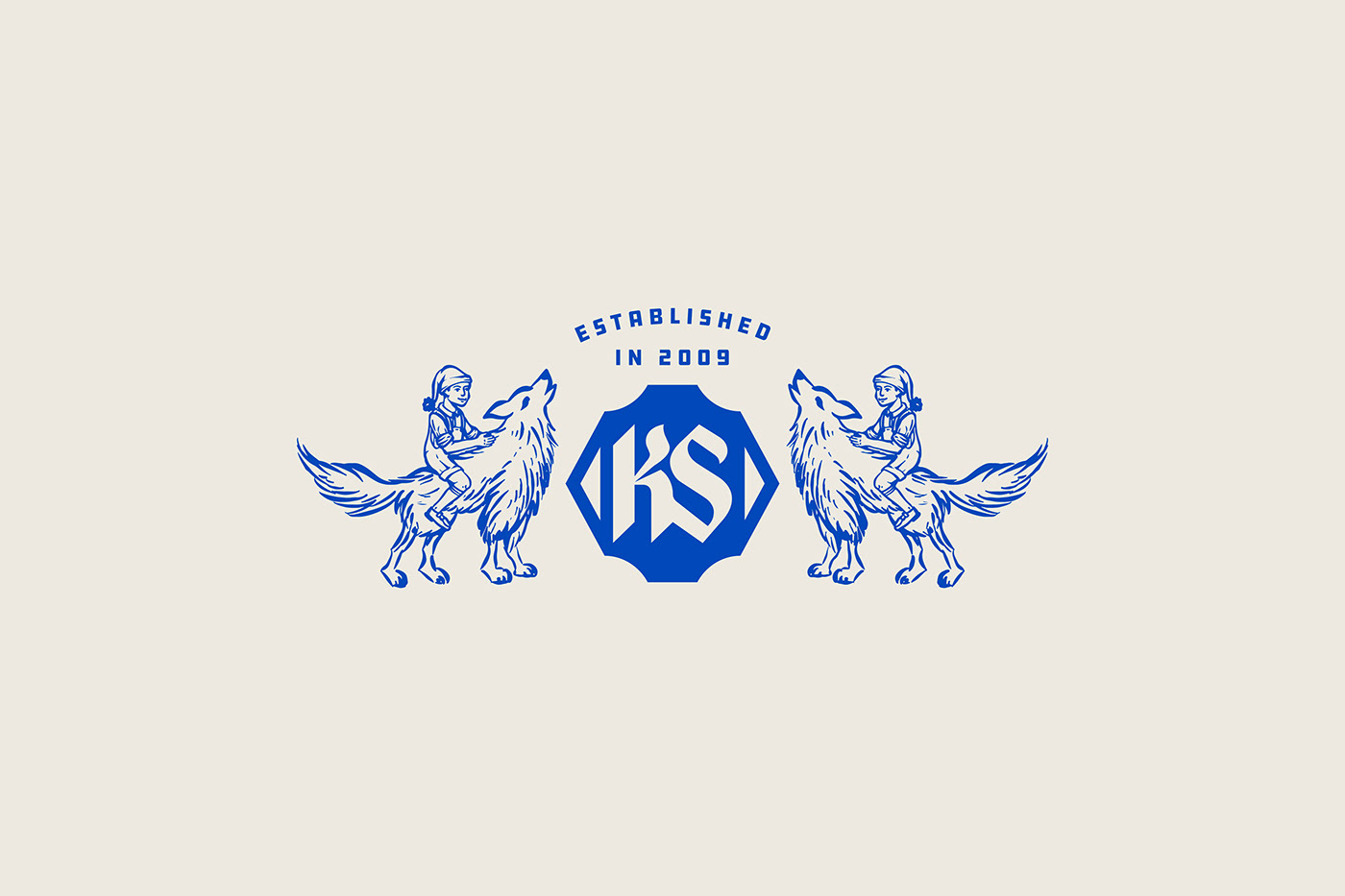 wolf crest coat of arms vintage personal branding royal blue monogram Logo Design