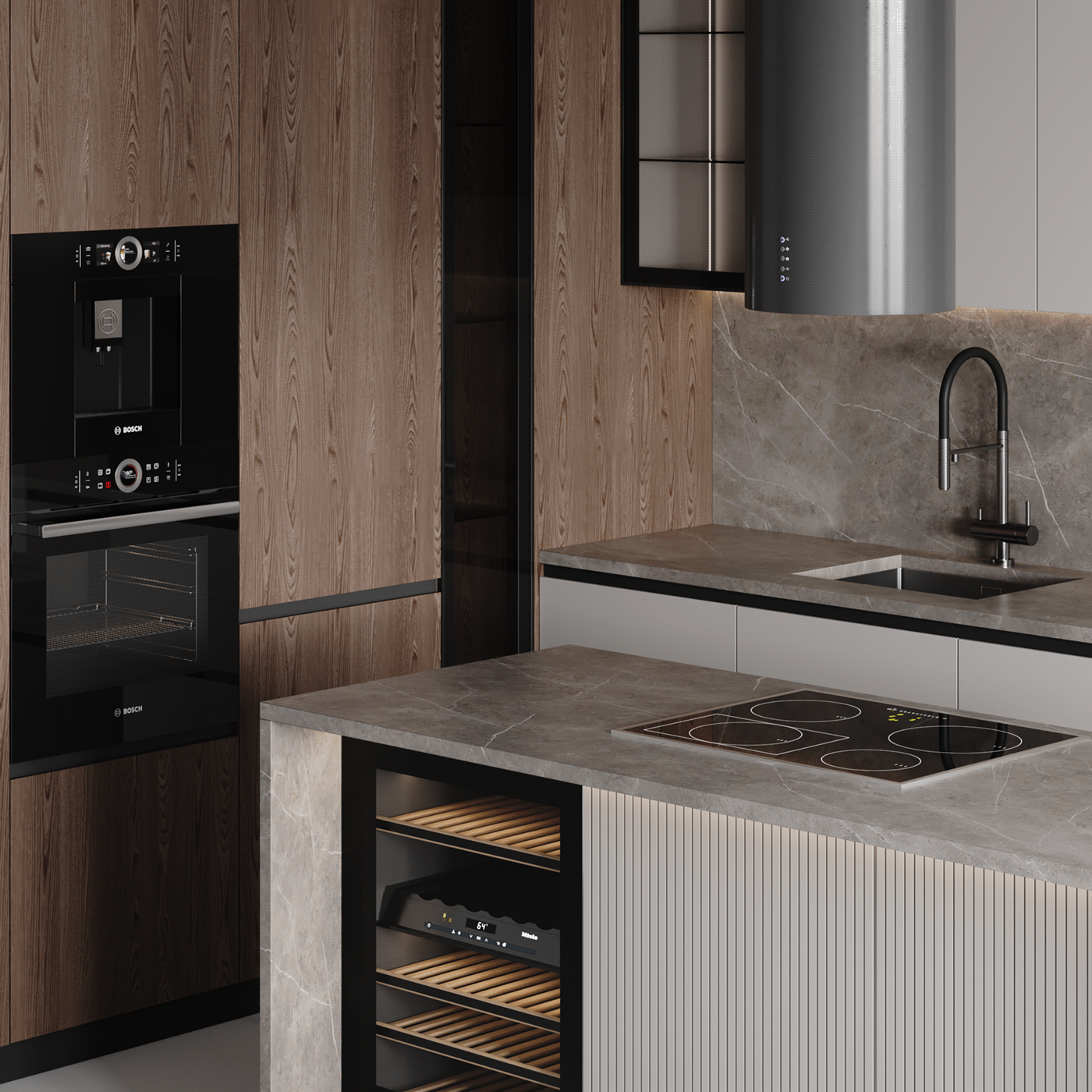 3d modeling corona kitchen kitchen design Render archviz Interior modern kitchen visualization
