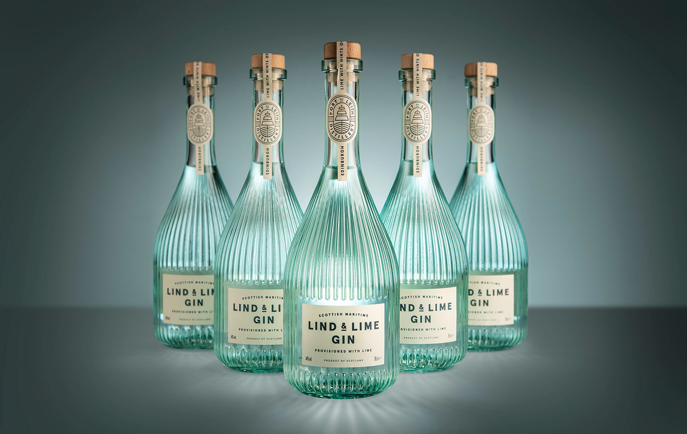 gin Packaging glass branding  ridges embossing Liquid graphic design  Label alcohol