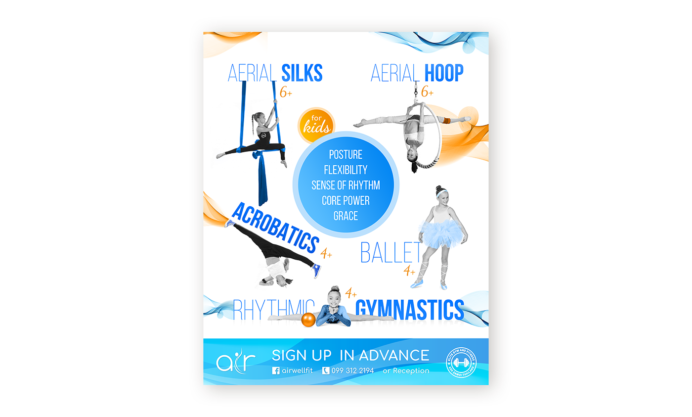 Poster Design graphic design  DANCE   dance studio gymnastics Aerial hoop Silks kids rhythmic