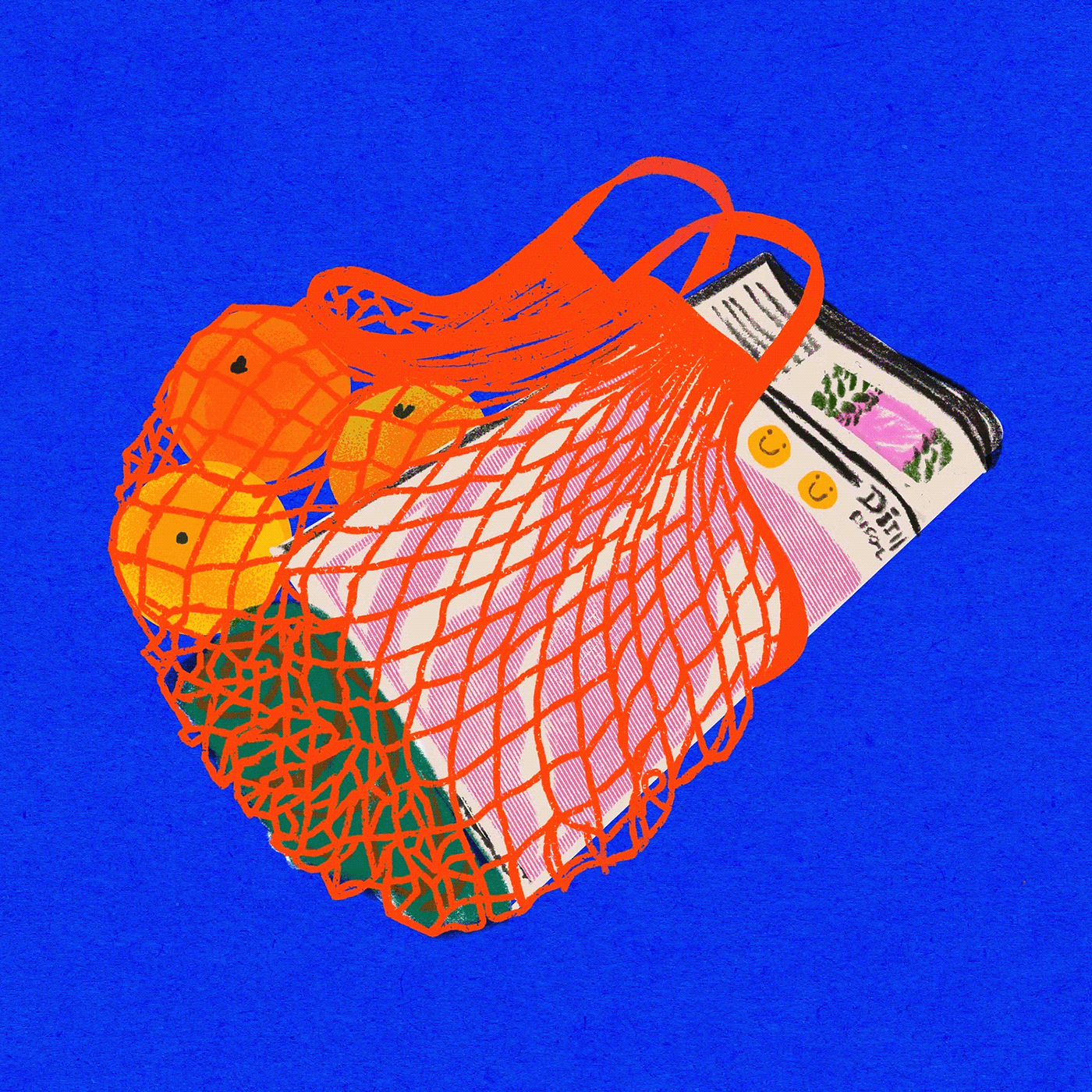 market fruits illustration Textured Illustration Procreate orange blue Italian food food basket fruits basket fruits draw illustration market smile illustration spesa