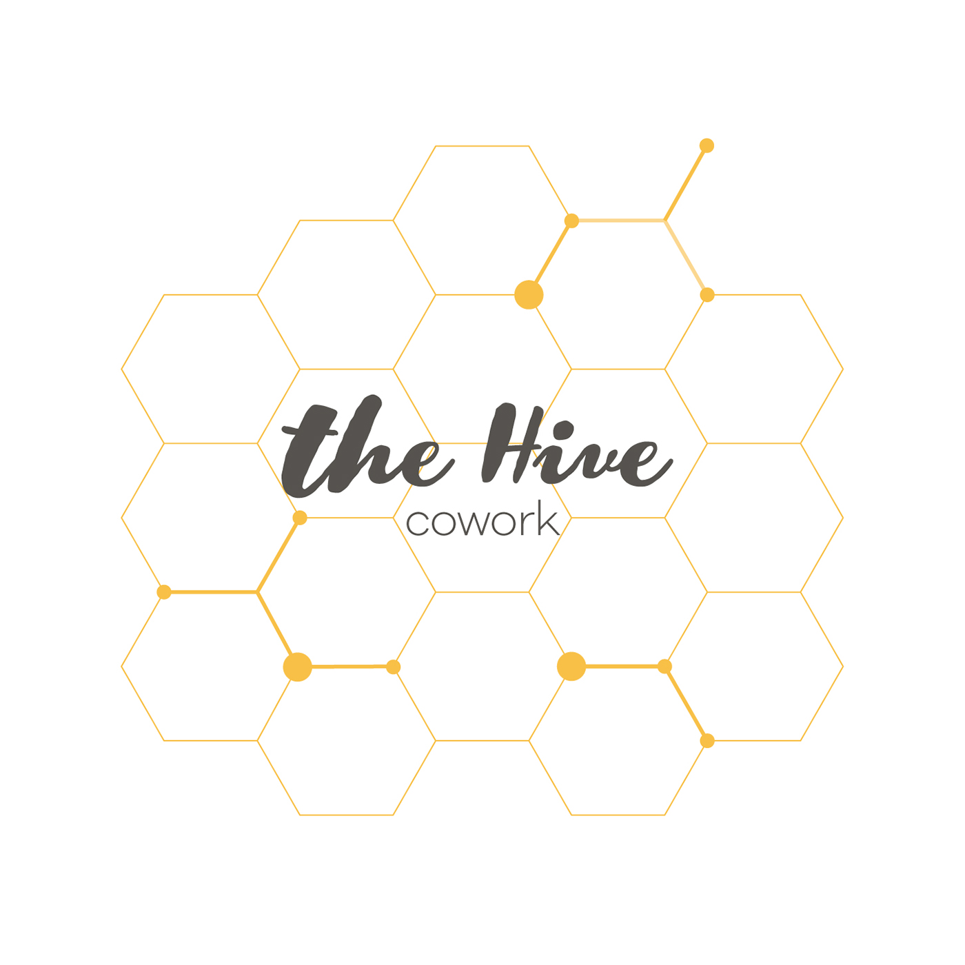the hive coworking logo design brand identity flat