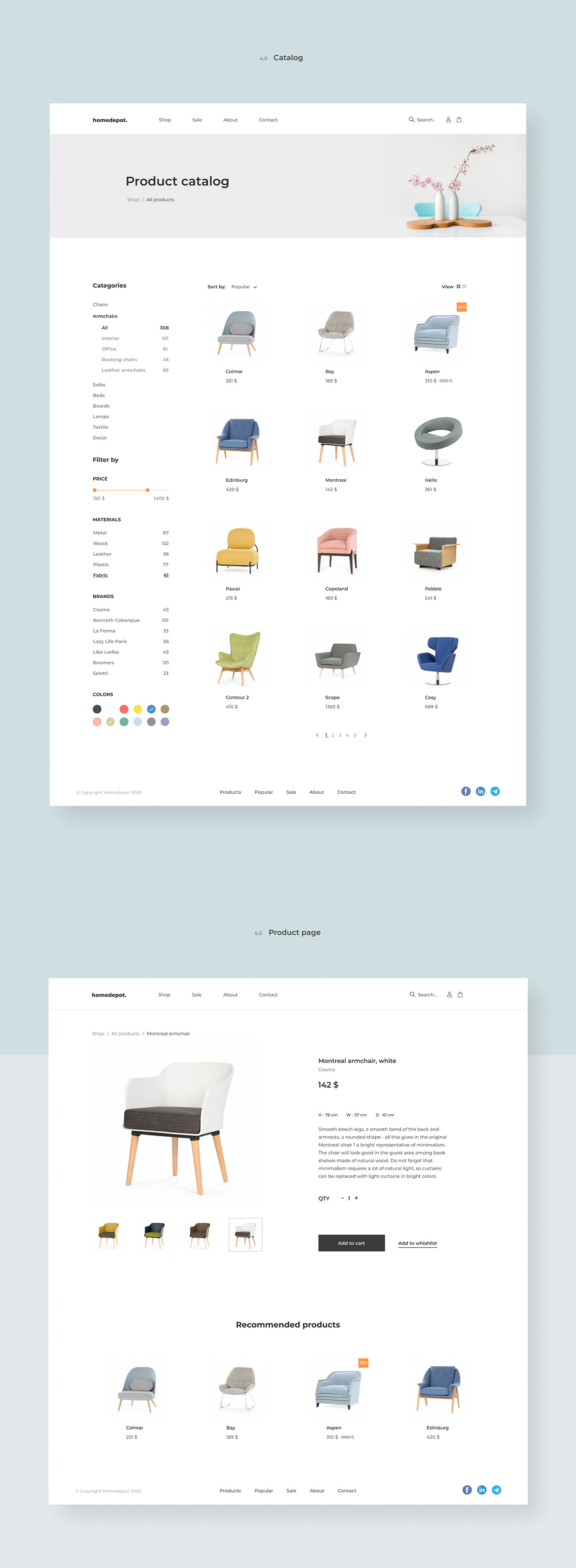 e-commerce store furniture Web Design  UI chairs shop mobile Interior Minimalism