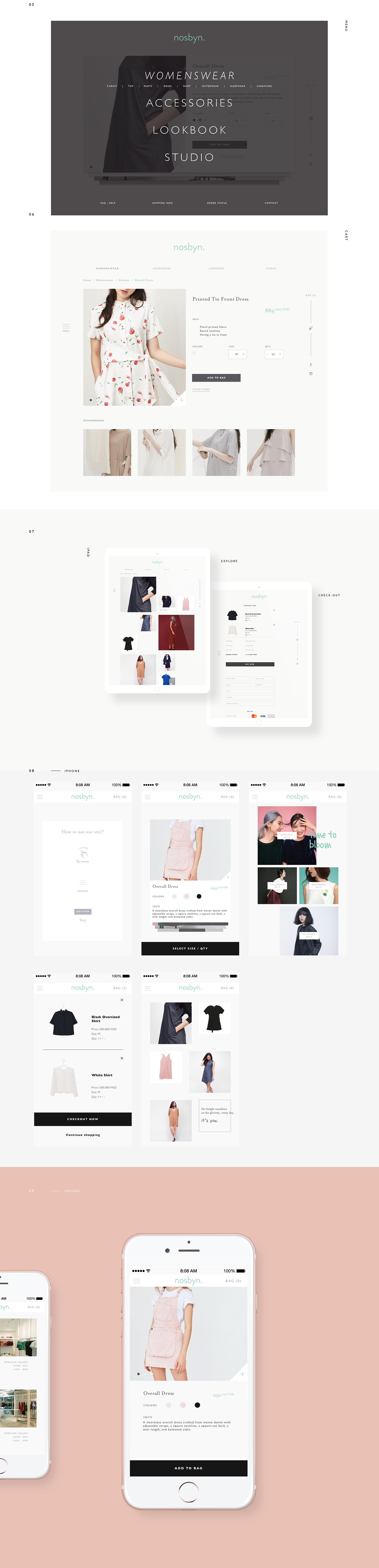 Nosbyn Website UI ux UI/UX animation  interactive Clothing Fashion  motion graphic