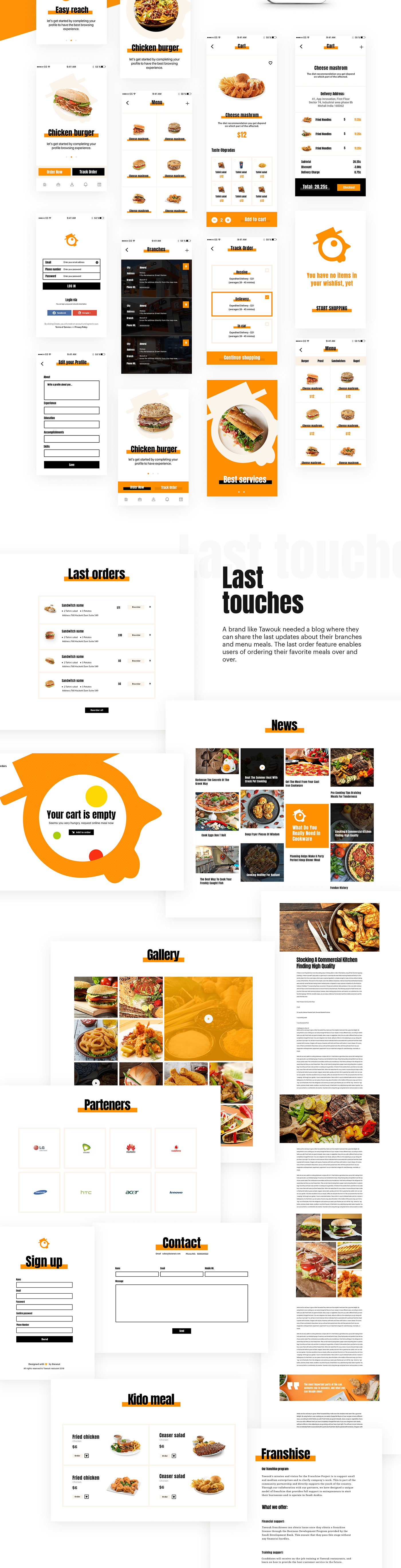 restaurant Fast food app design Mobile app interaction Webdesign