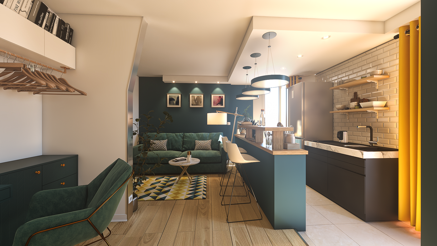 Paris Interior apartment france architecture renovation French visualization CGI 3D