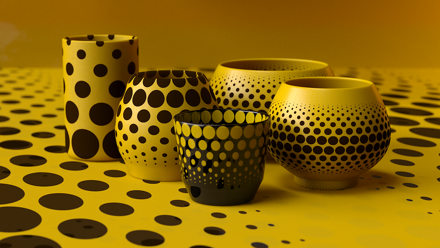 Yayoi Kusama art dots 3D ceramics 