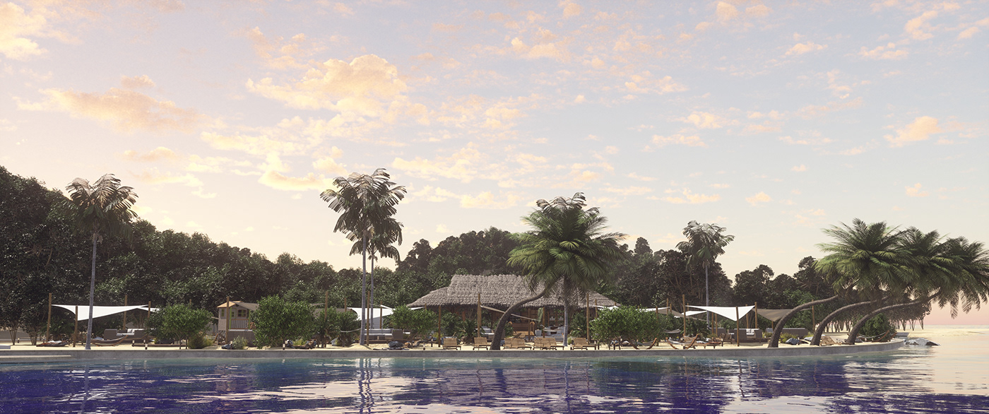 beach Landscape 3D palm sand environment lounge summer