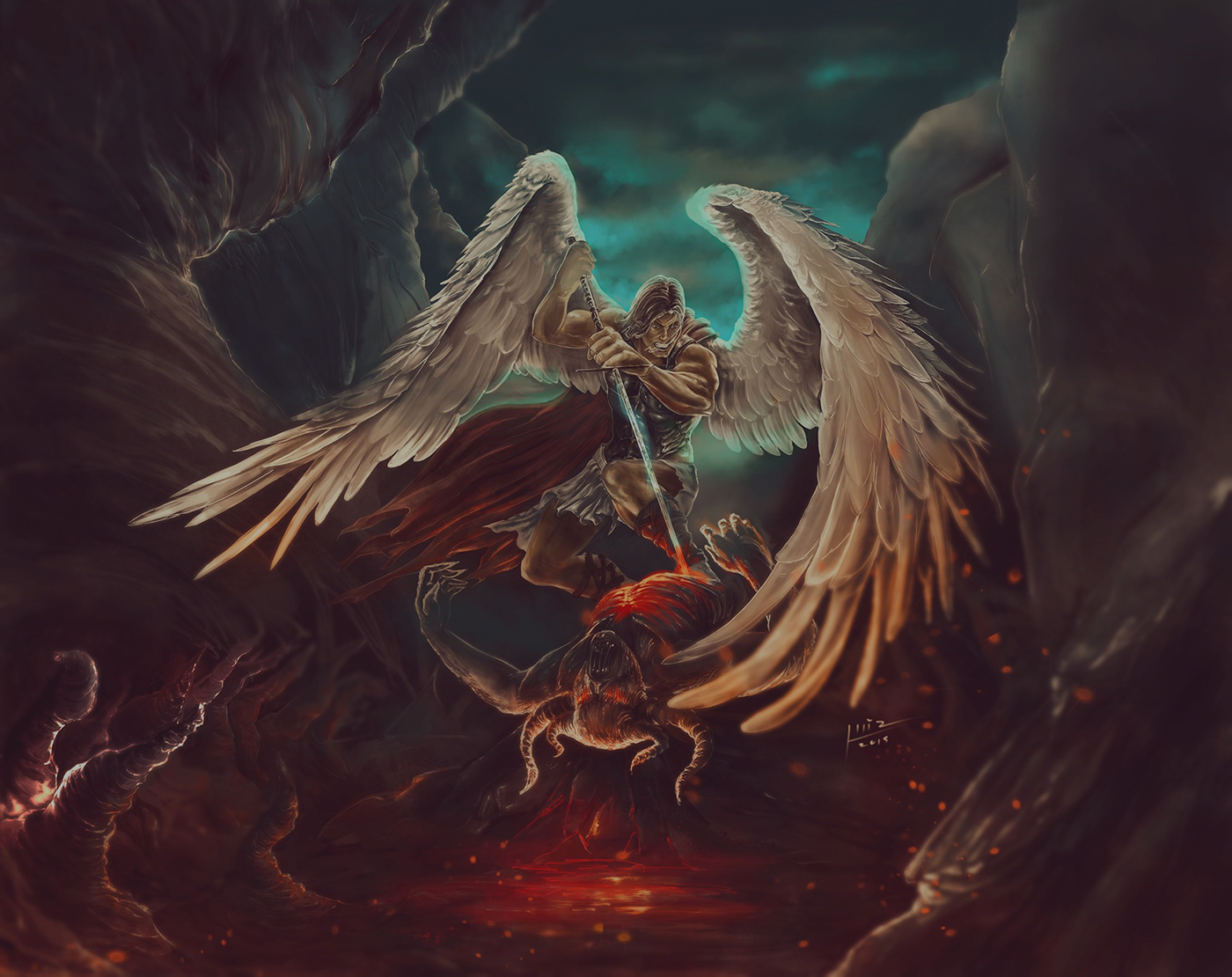 wings angel wing religion art saint miguel michael demon devil diablo comics Games concept art concept