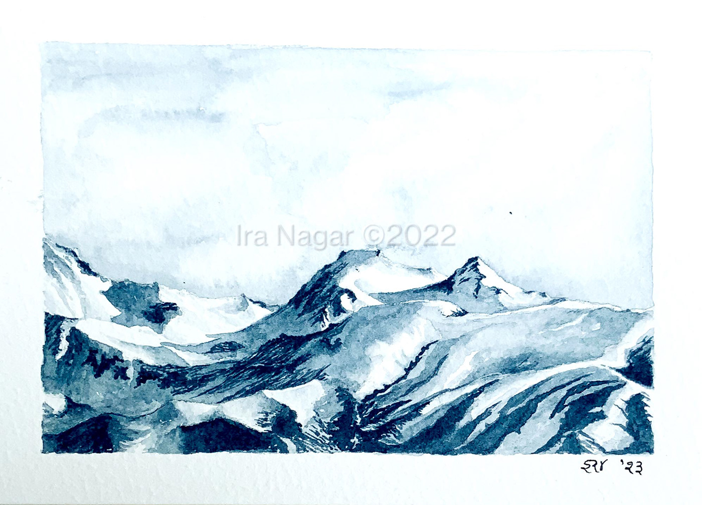 watercolour mountainscapes miniature painting miniatures tryptich landscapepainting