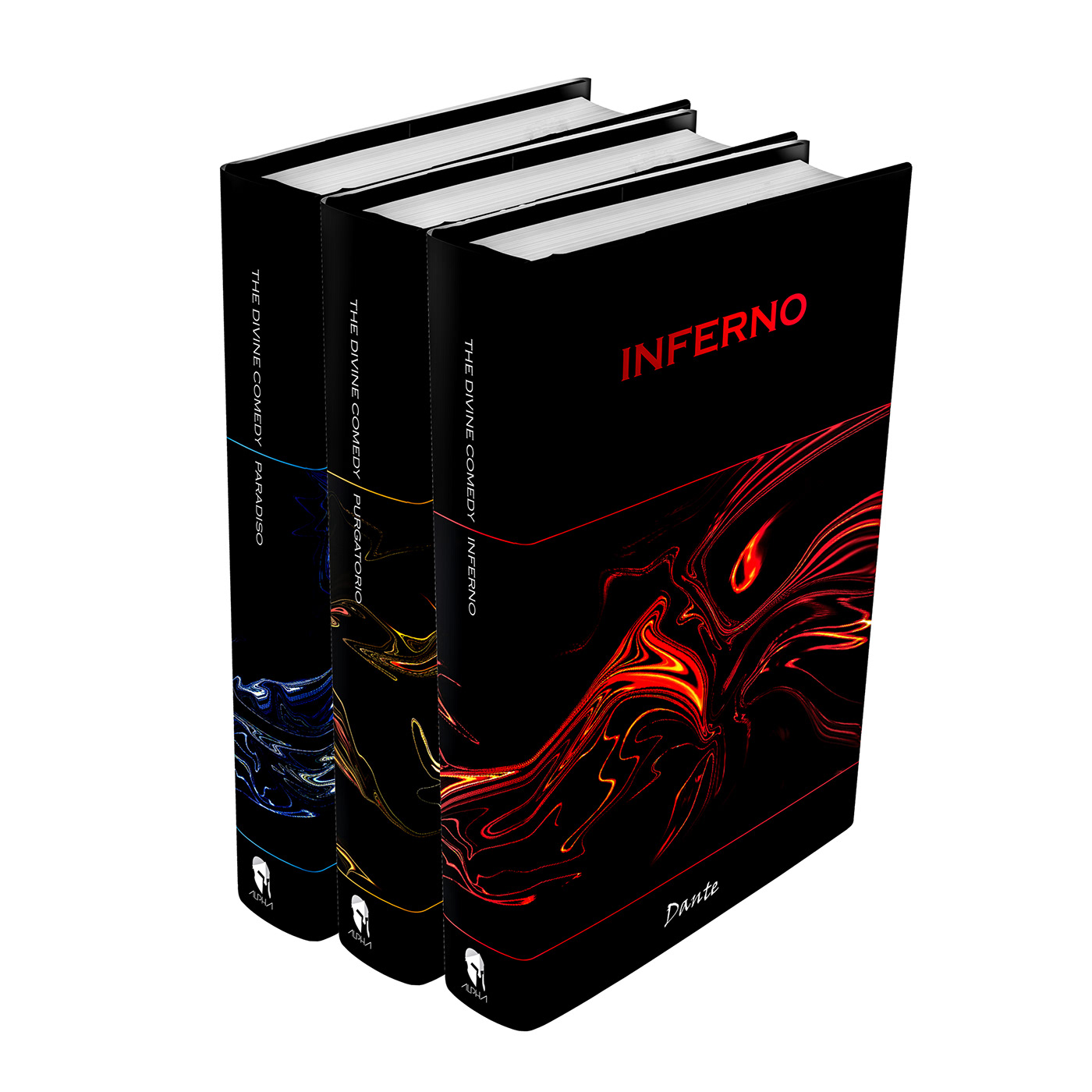 Book Cover Design set books dante INFERNO purgatorio Paradiso Dante's Inferno