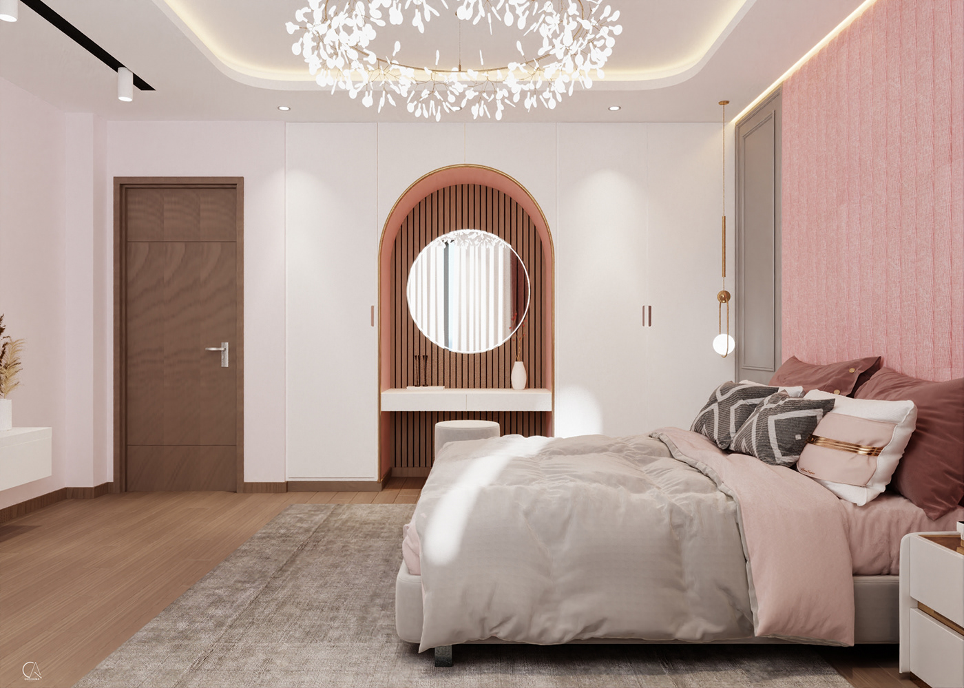 girls bedroom  chambre fille interior design  Architecte d'intérieur architecte 3ds max vray 3D Rendering Services 3D Interior design d'intérieur