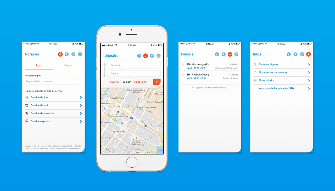 Montreal bus Transport metro maps ios redesign stm mobile app