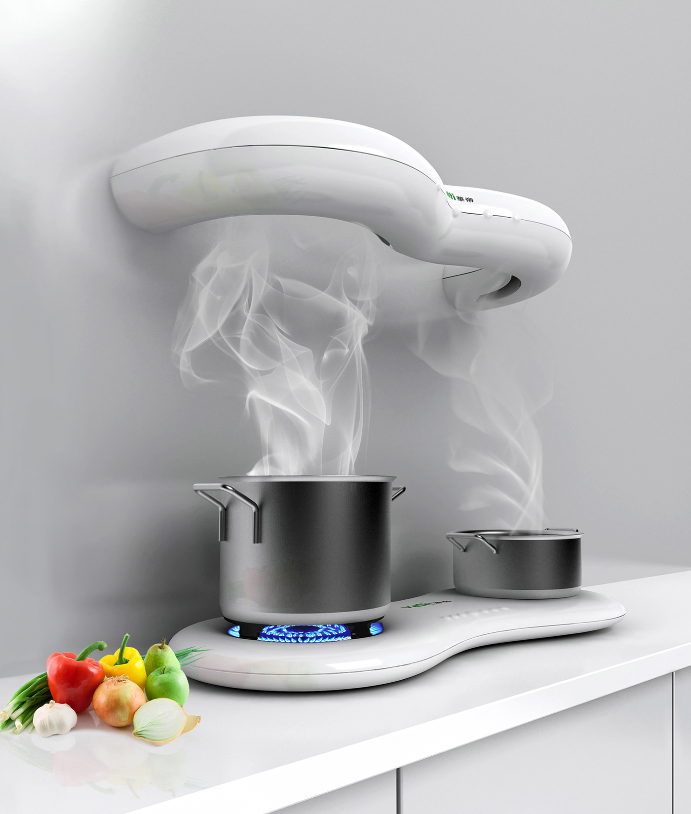 ventilator gas stove kitchen White