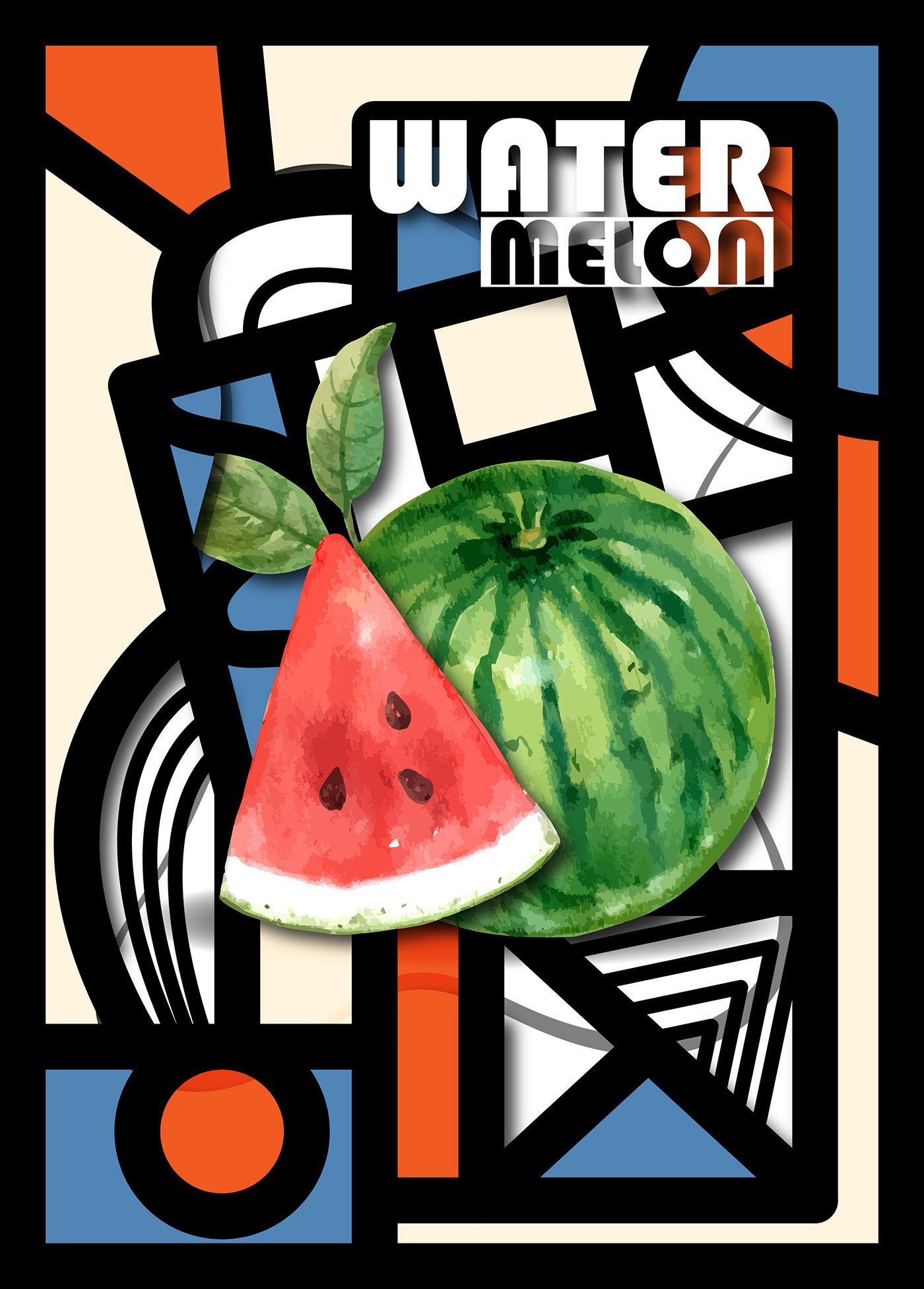 colors cubic design Diecut fruits geometry graphic ILLUSTRATION  poster