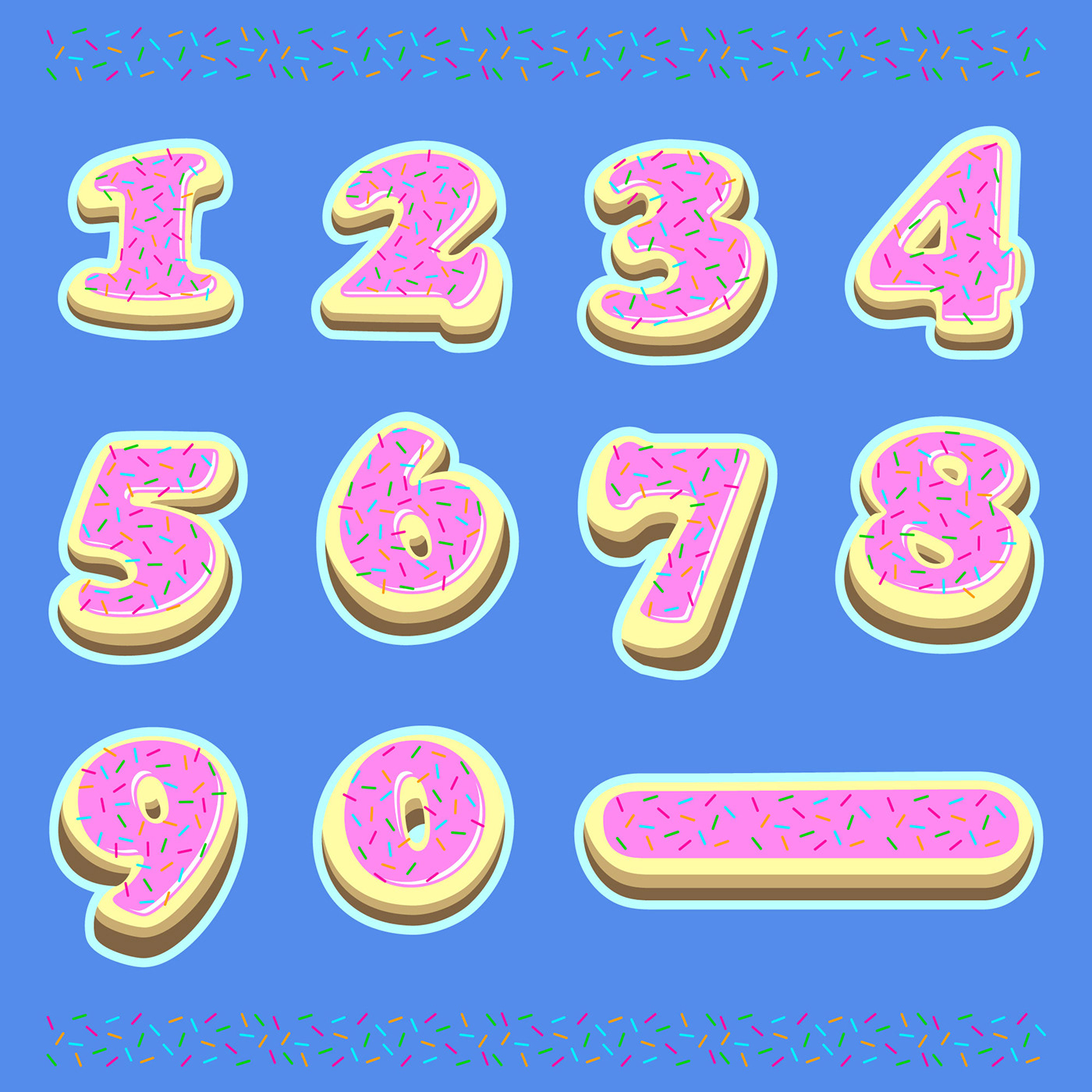 number numeric children vector numeral donut cactus cloud kid