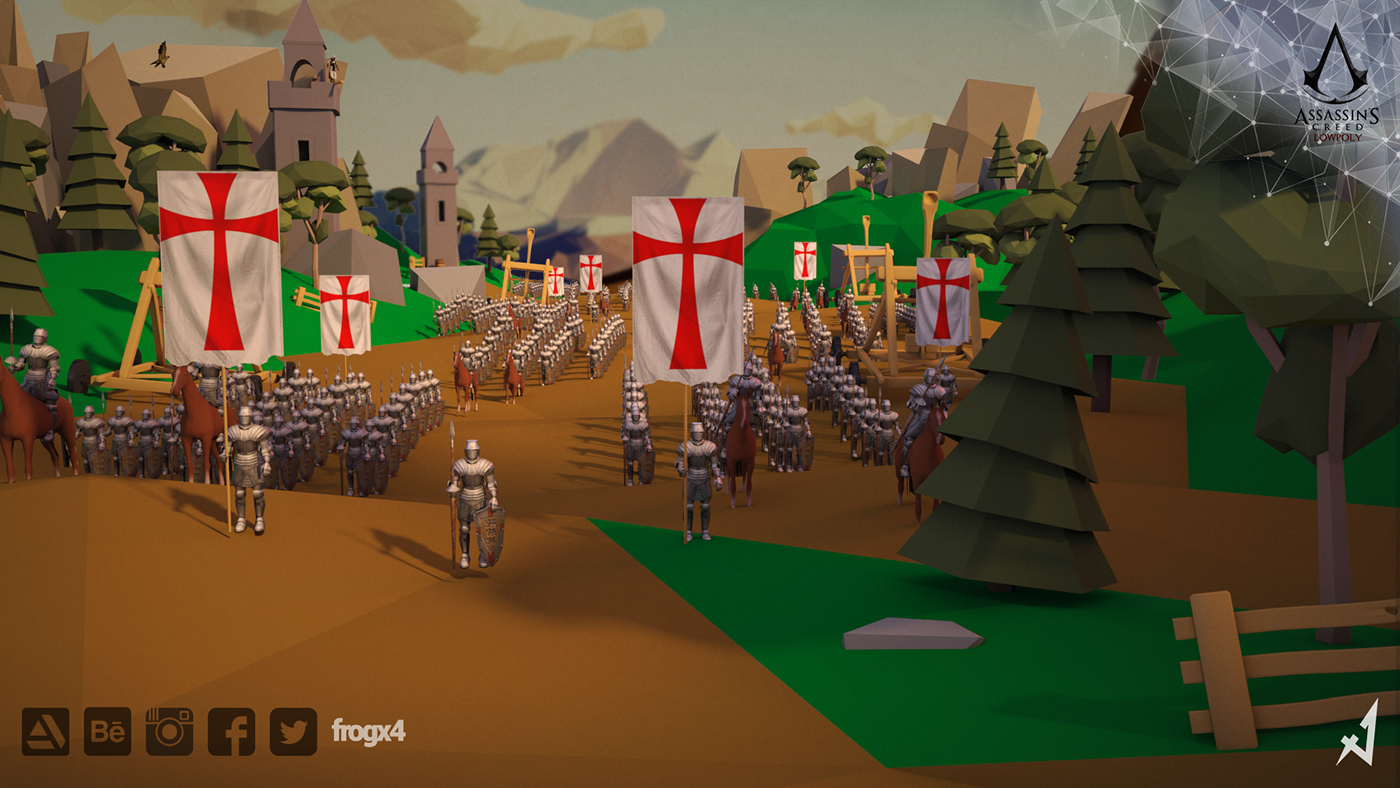 lowpoly assassins creed fanart 3D Render animation  videogame