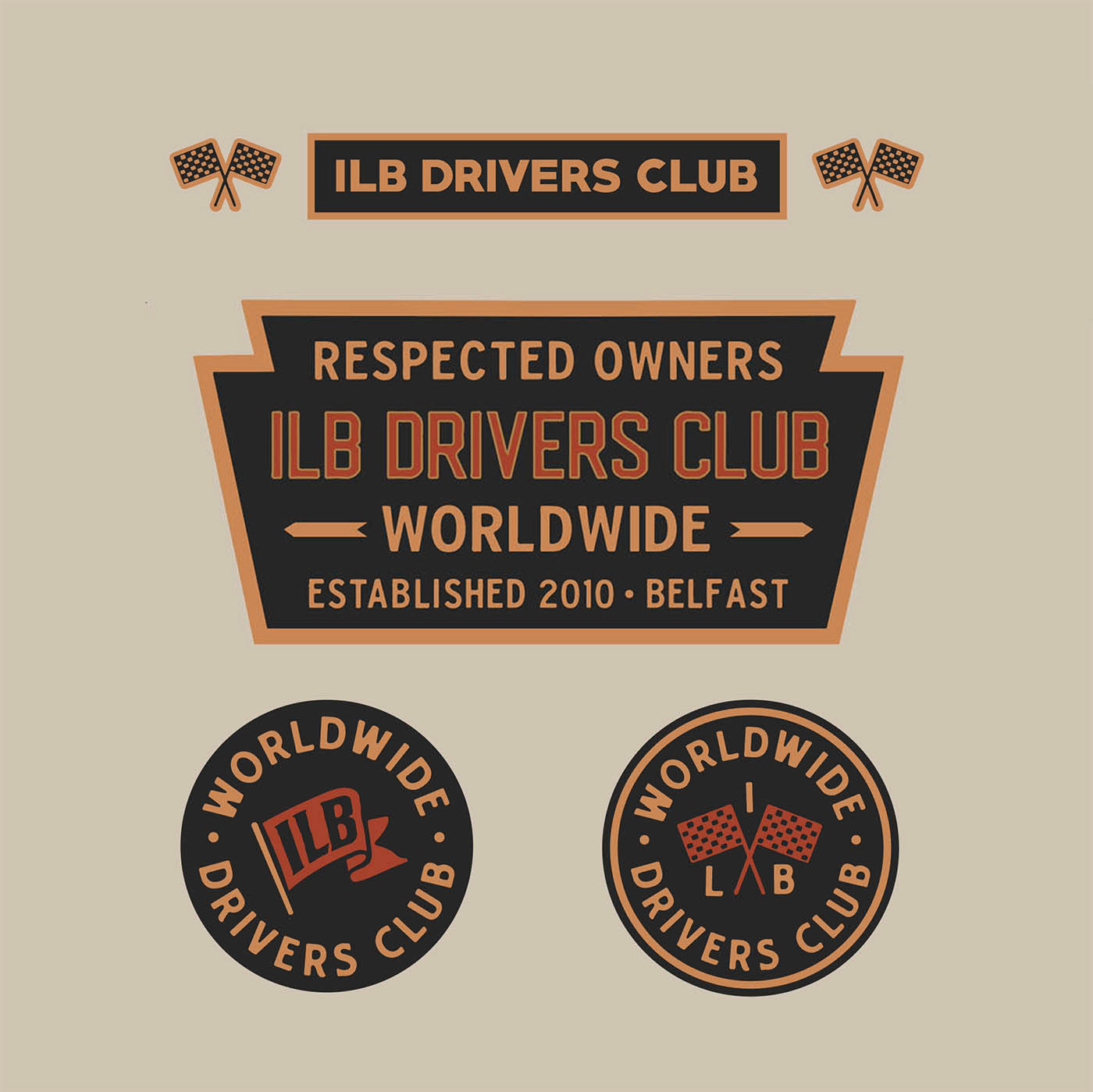 Motorsport motorcycling ILB DRIVERS CLUB David Sanden automotive   apparel Racing Cars logos lettering