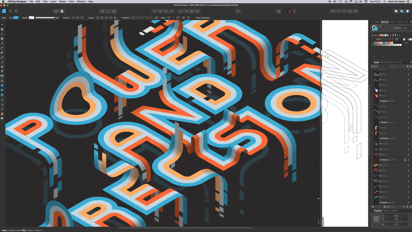 Affinity AffinityDesigner Isometric type typography   vector vectortype ILLUSTRATION  typedesign