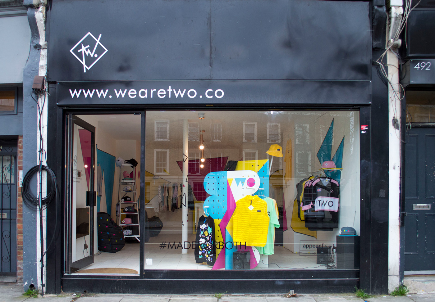 wood clothing rail Visual Merchandising Pop-Up Shop Display colour graphic