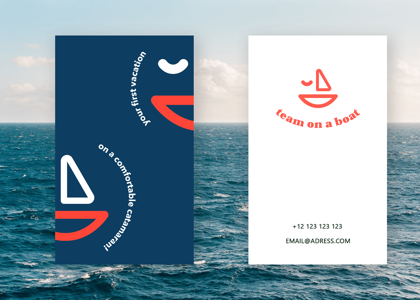 boat catamaran company design identidy logo