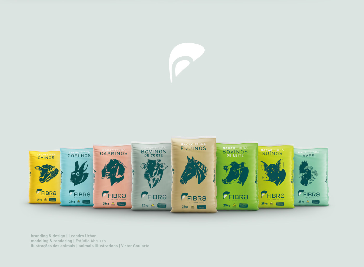 embalagem Fibra Leandro Urban marca logo Pack sacaria colors animals Icon organic Food  Nature seed