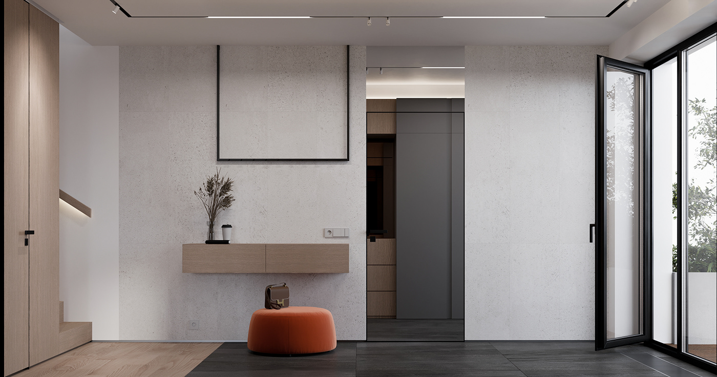 apartment design hallway Interior interior design  Minimalism Render visualization