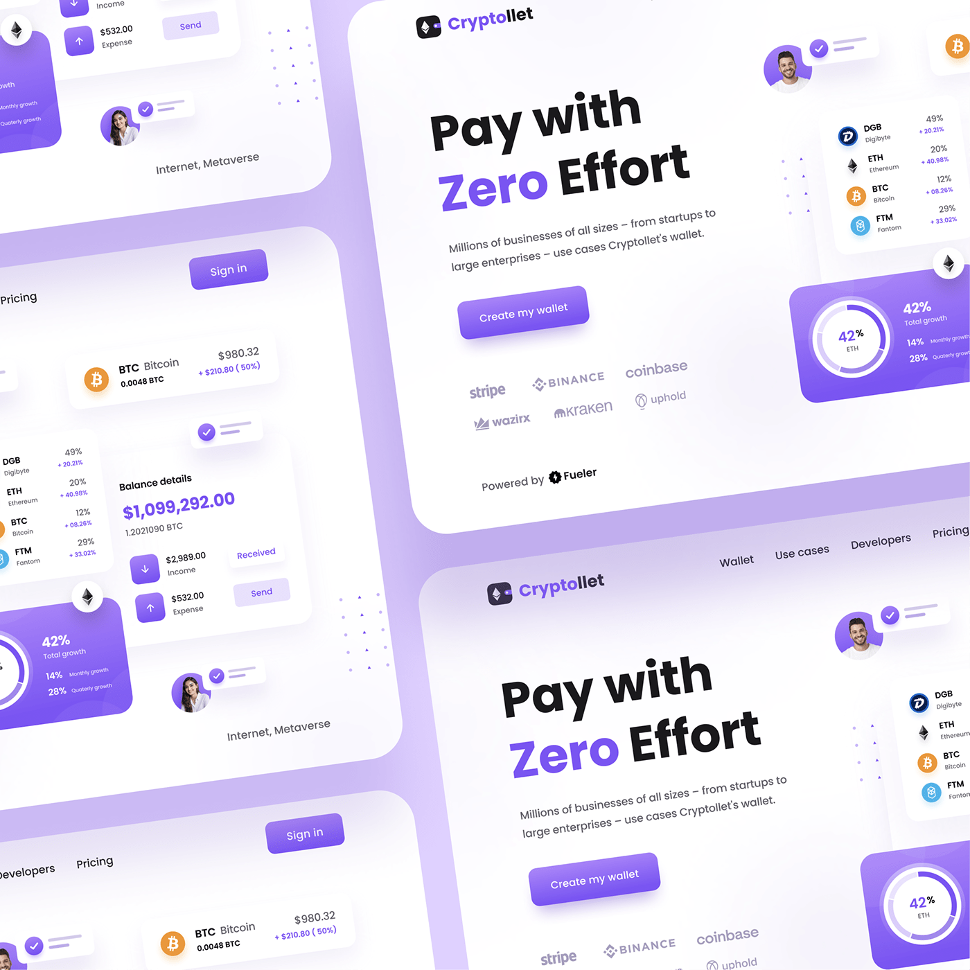 cleanui crypto design minimal pastle color payment uidesign uiux WALLET Webdesign