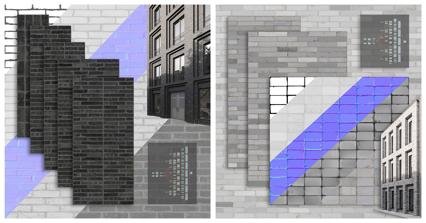 3dsmax brick brickwall CG corona CoronaRender  exterior visualization