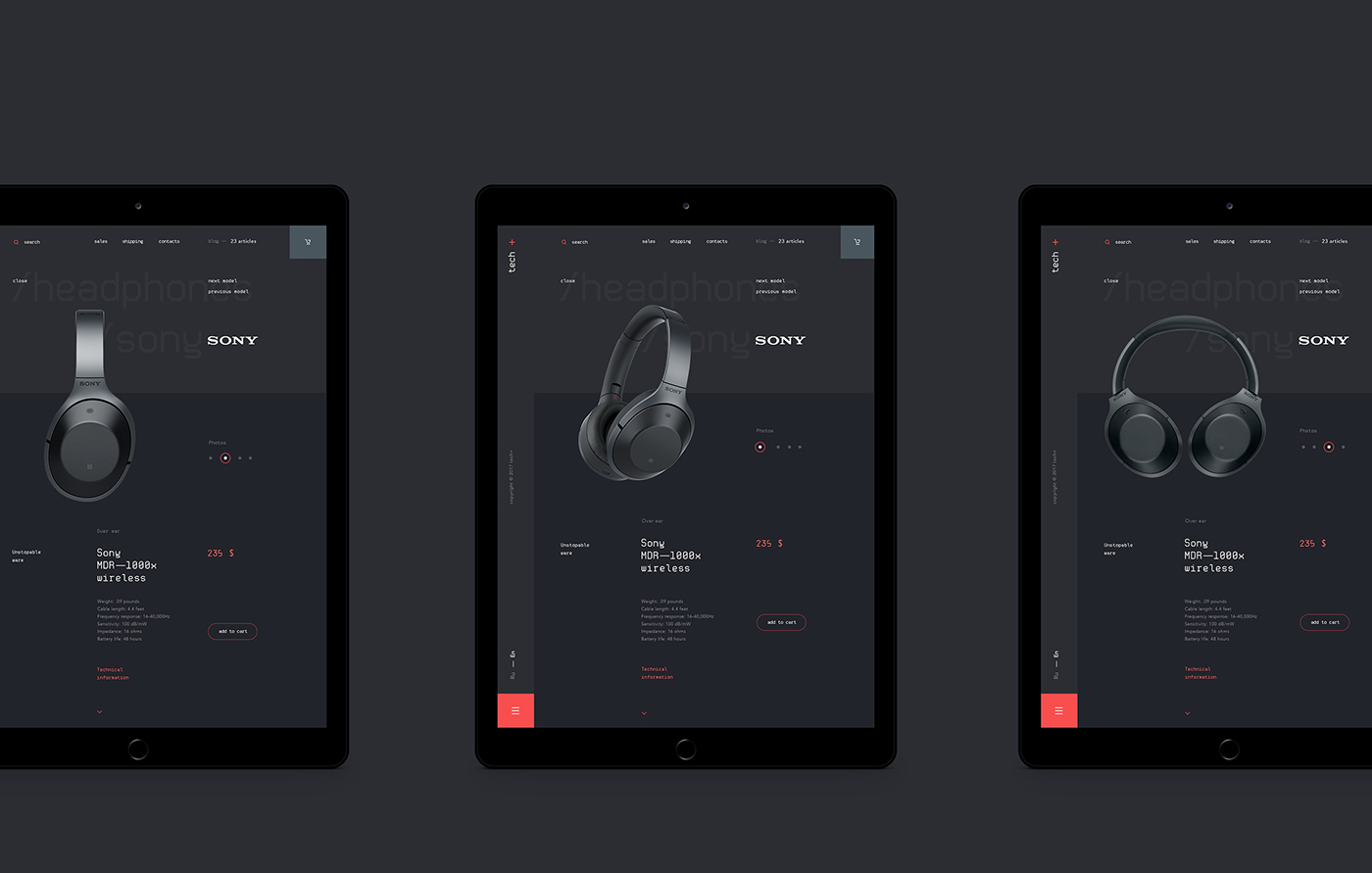 Web Ecommerce site shop headphones fullscreen Adaptive