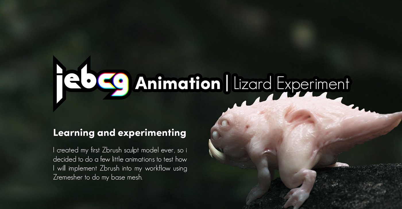 3dsmax Zbrush redshift creature lizard monster experiment animation  test workflow