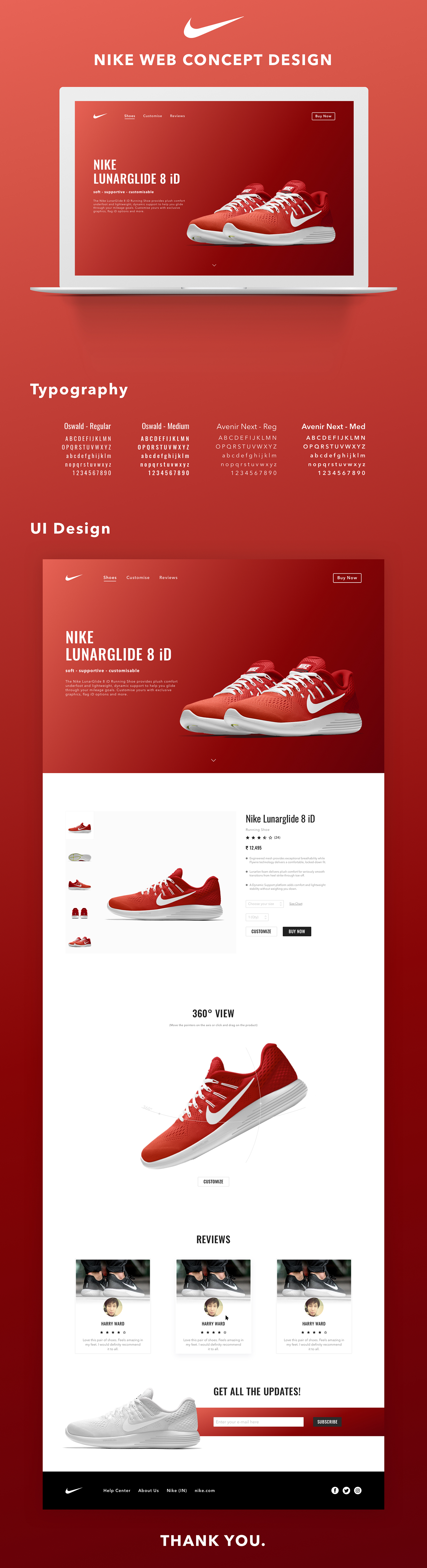 Website UI product Nike shoes gradient user interface advertisement