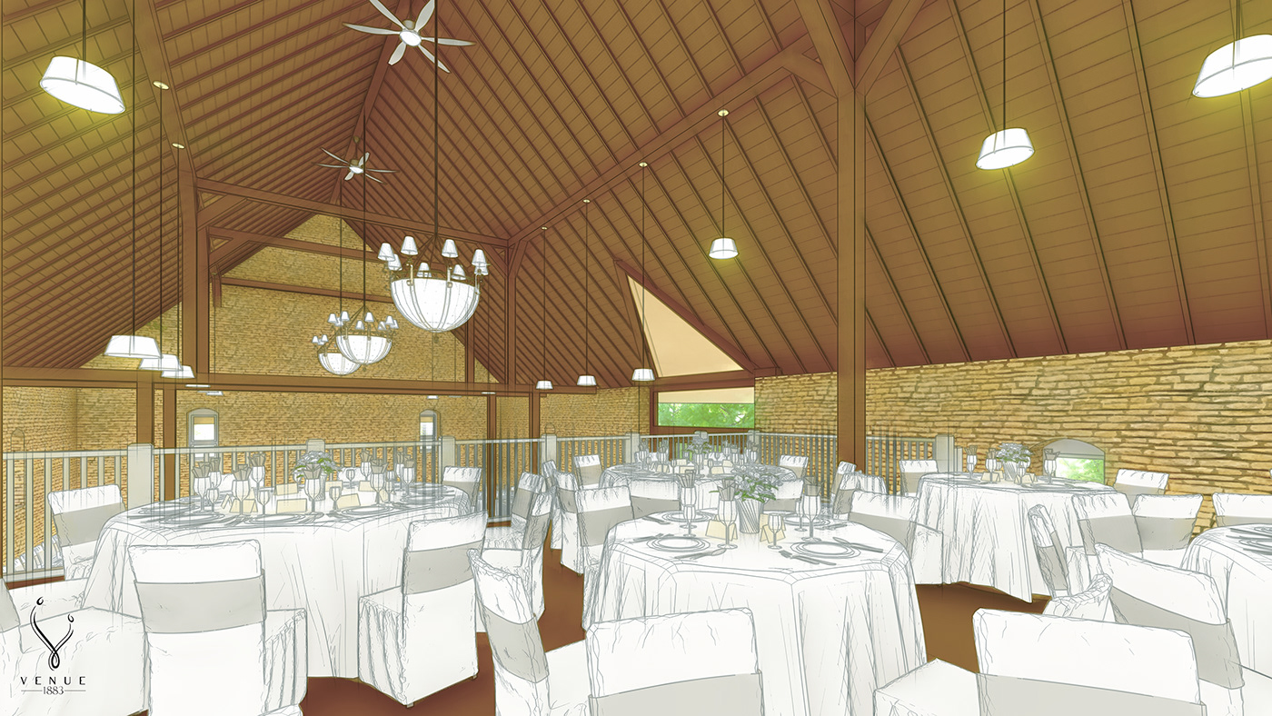 barn house Wedding Venue Render watercolor sketch 3D lumion SketchUP architecture visualization