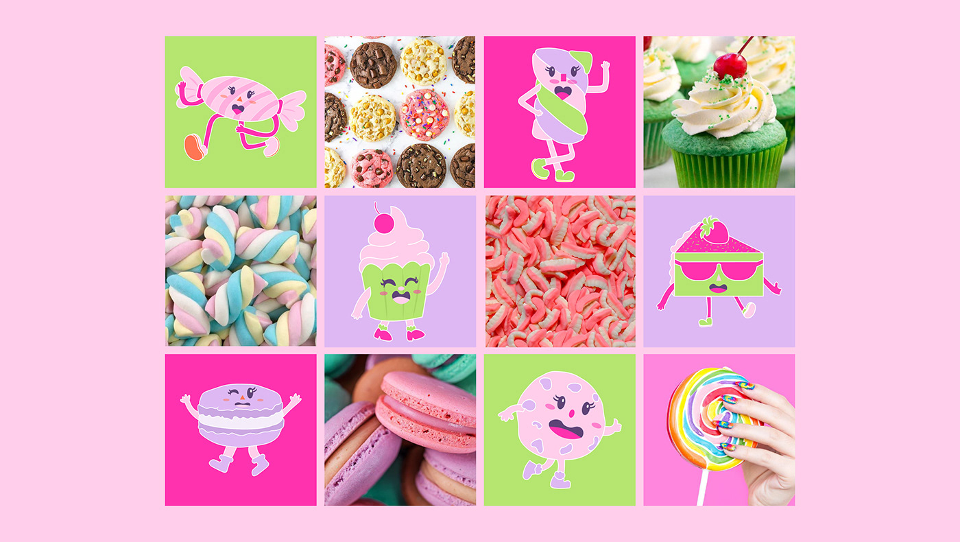 brand identity branding  visual identity Social media post Graphic Designer bakery cake Packaging Candy