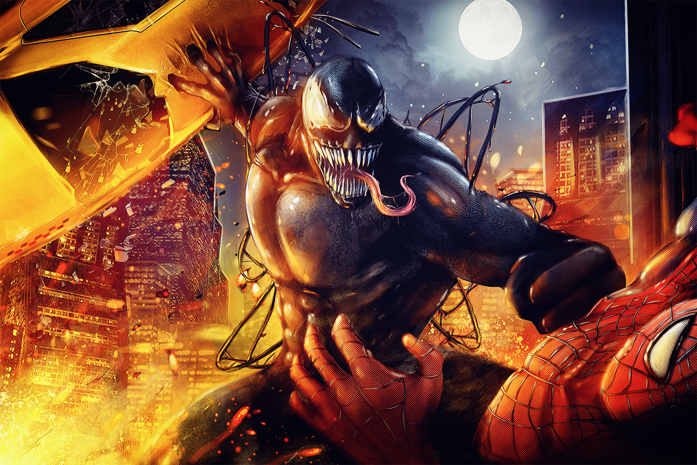 venom spider-man digital painting alexander sazanov