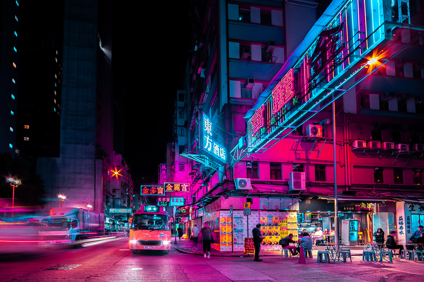 hongkong hk Urban night neon longexposure asia Street city architecture