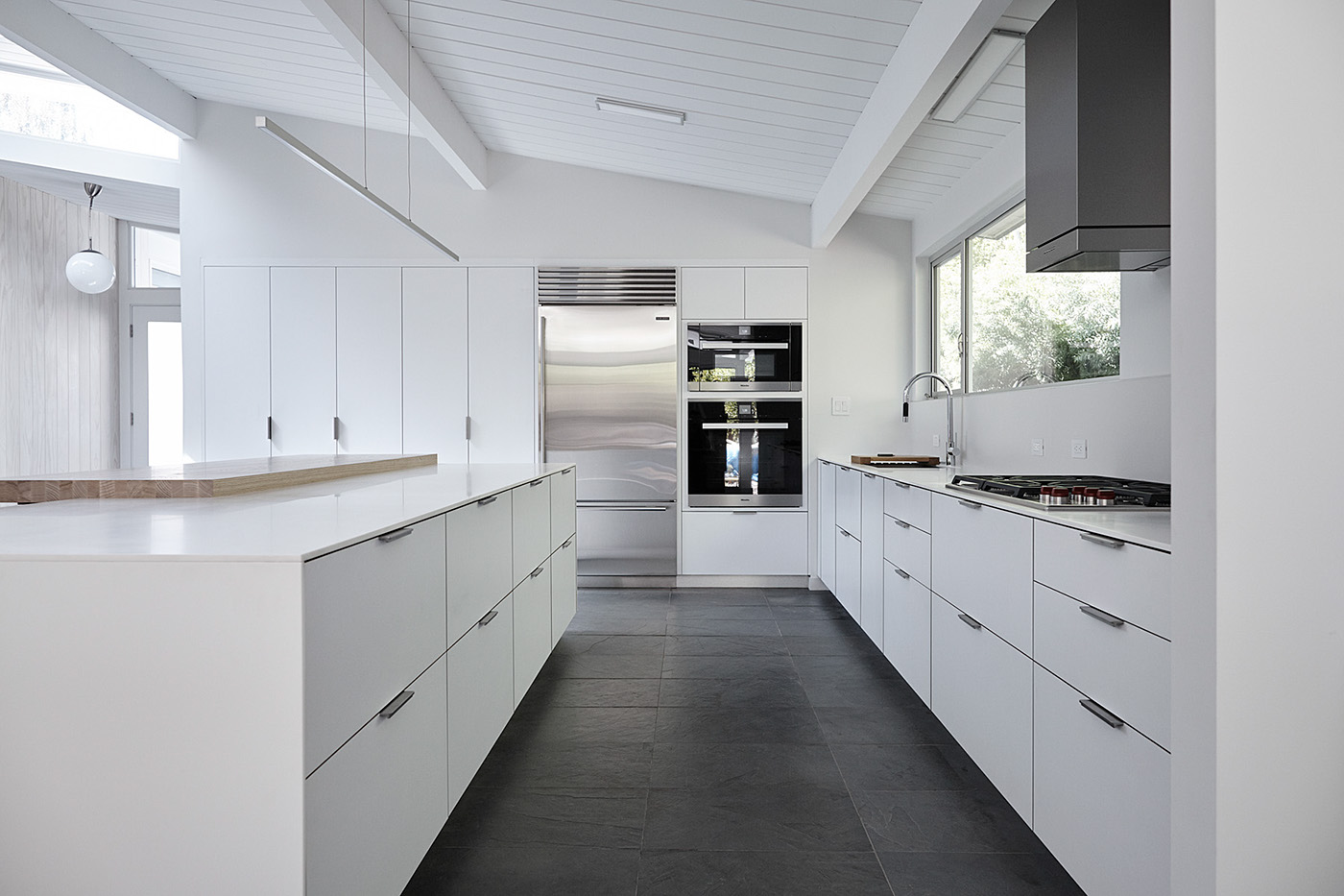 eichler mid century white kitchen white countertop system kitchen system design Kitchen island kitchen cabinets