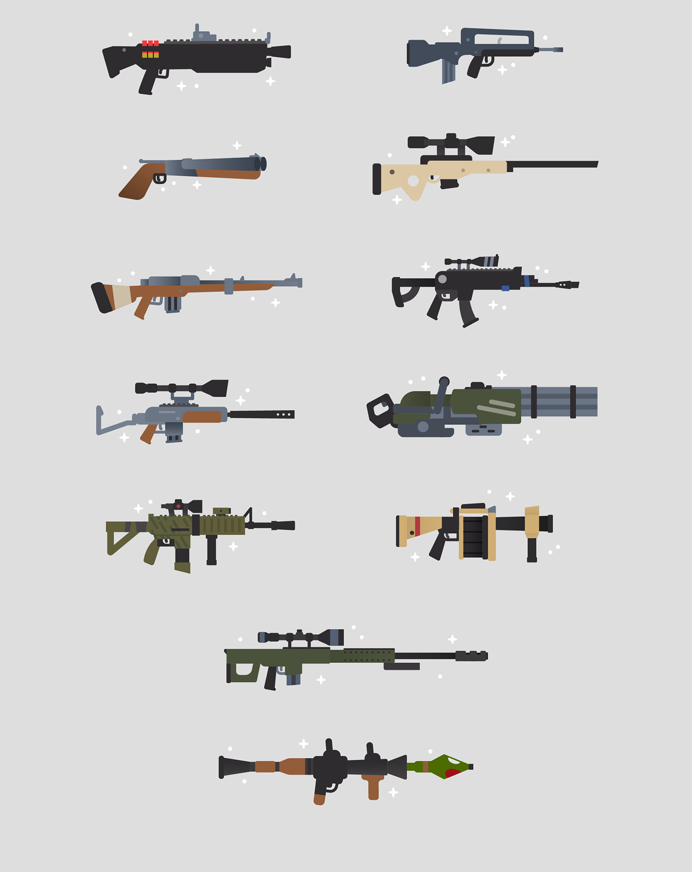 download flat illustration Fortnite Gaming Items Pack vector videogame weapons