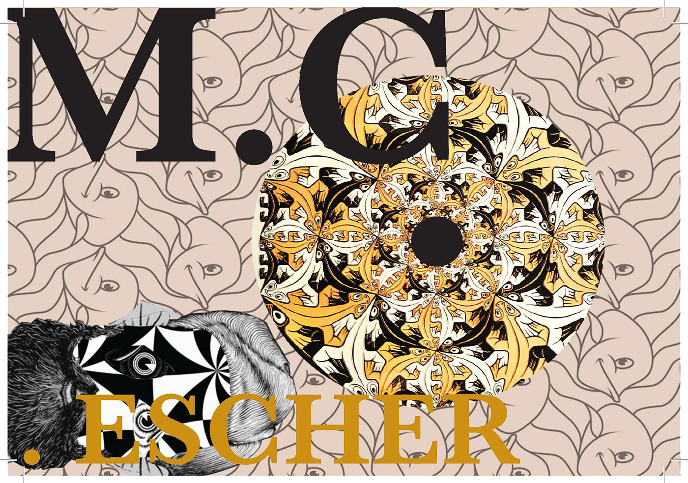editorial InDesign Maurits Cornelis Escher tríptico informativo