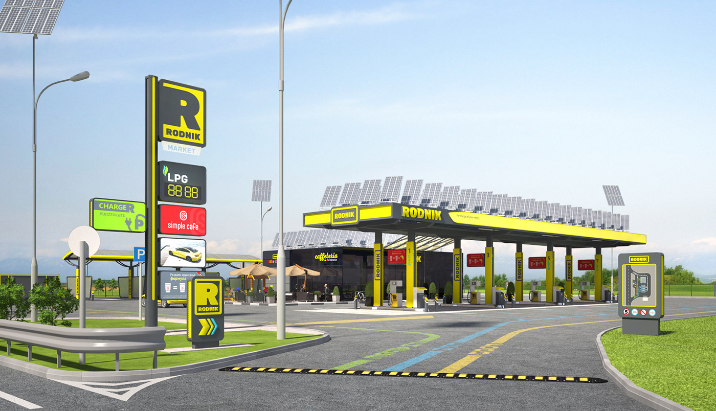 Дизайн АЗС визуализация наружная реклама экстерьер petrol station gas station service station Petrol Design